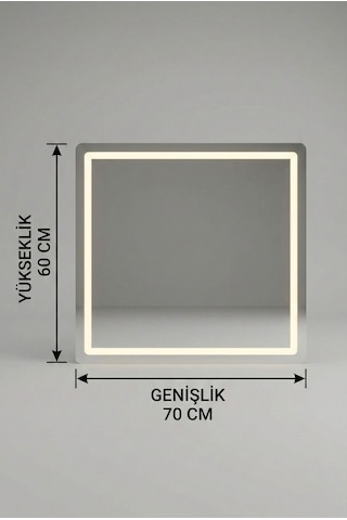 Modern Tasarım 60x70 Led Aydınlatmalı Dokunmatik Duvar Aynası Günışığı