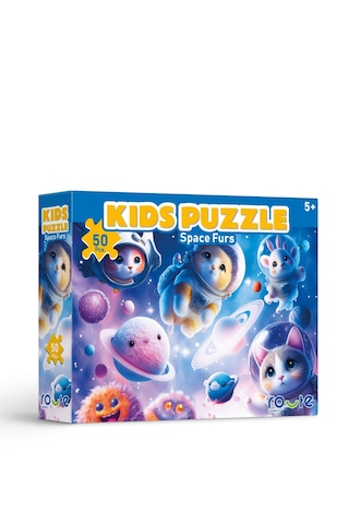 Uzayda Kediler Çocuk Puzzle 50 Parça 34 24 Cm