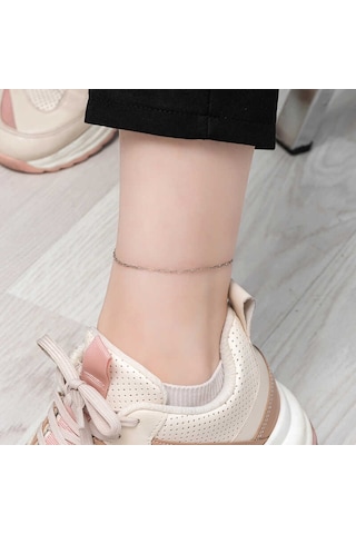 925 Ayar Gümüş Zincir Desenli Halhal Çok Renkli