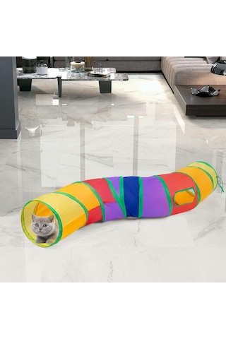 Justie Pet Gökkuşağı S Şekilli Kedi Oyun Tüneli