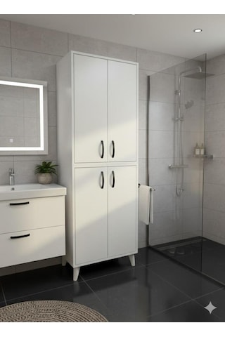 Urla Banyo Dolabı,havlu Dolabı Banyo Mobilyaso Beyaz