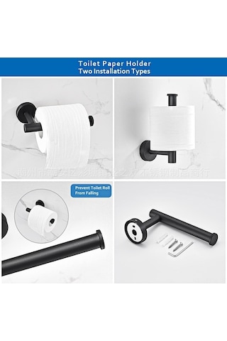 Dancemonkey Üçlü Direk Duvar Asılı Paslanmaz Havluluk Seti, Fırçalanmış 7 Parça Gri Gri