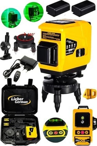 Lieber German 360 Dönerli 2 Akülü 45 Metre Nişangah 12 Köşe Hizalamalı Lazer Metre Lazer Hizalama Makinesi
