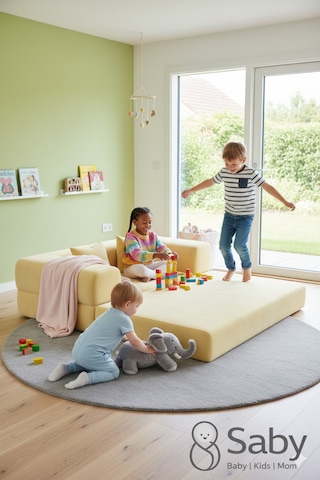 Premium 140x70 Cm Modüler Çocuk Ve Genç Koltuğu Yatak Olabilen Sünger Oyun Alanı Yıkanabilir Kılıf Pembe