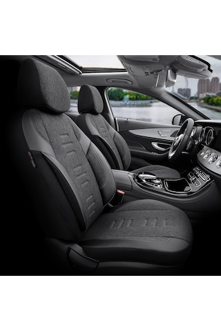 Throne Design Terletmeyen Keten Kumaş Ekstra Destekli Özel Tasarım Universal Oto Koltuk Kılıfı Tam Set