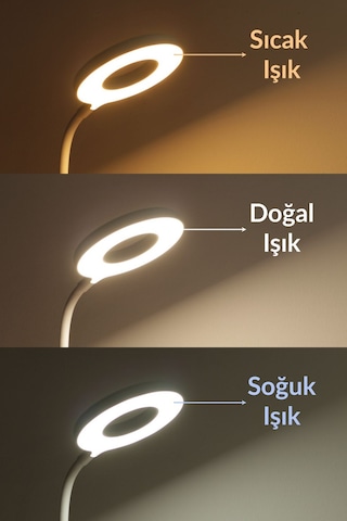 Şarjlı Masa Lambası Dokunmatik 3 Renk 24 Led Telefon Standlı Kademeli Çalışma Okuma Işığı