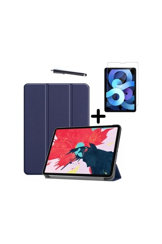 Apple Ipad Air 5.nesil 2022 10.9" A2588-a2589-a2591 Uyumlu Kılıf + Ekran Koruyucu + Kalem Seti Kapaklı Kılıf