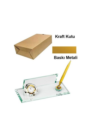 Sublimasyon Kristal Masa İsimliği Kalemli Ve Saatli 533ba