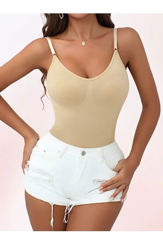 Mistirik Mamey Örme Kumaş Yapılı Toparlayıcı Çıtçıtlı Spor Korse Zıbın Ten Renk Ten