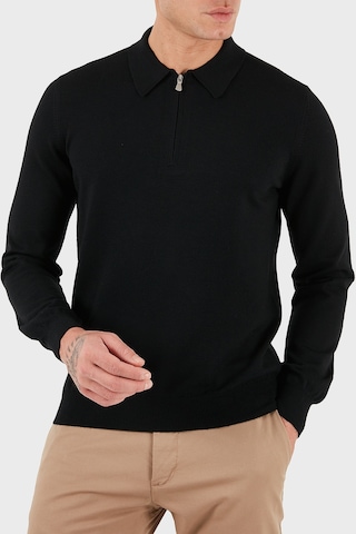 Gran Sasso Erkek Polo Yaka Kazak 55125 14290 099 Siyah Siyah