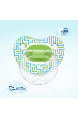 Wee Baby Şeffaf Desenli Damaklı Emzik No:3 Yeşil 18+ Ay