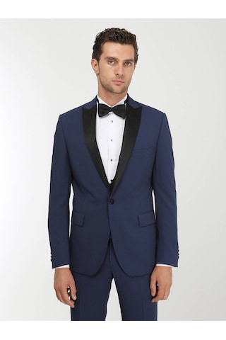 Kip Saks Düz Slim Fit Demonte Yaka Dokuma Y Smokin Takım Elbise Çok Renkli