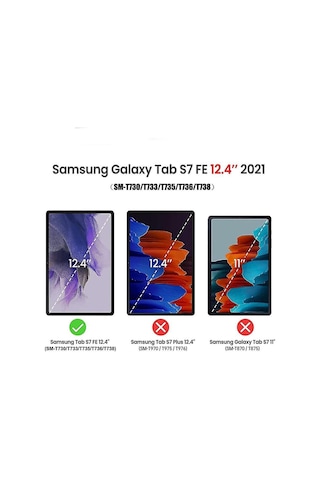 Samsung Galaxy Tab S7 Fe T737 T736 T733 T730 Kılıf 360 Dönen Kapaklı Standlı 3lü Set Kapaklı Kılıf