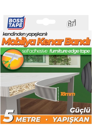 Boss Tape Yapışkanlı Gri Masa Mobilya Kenar Bandı