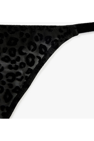 Koton Leopar Desenli Tül String Külot Siyah 7wlk30049mk