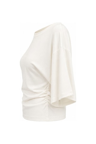 Mixray 2102 Kadın Modal Büzgü Detaylı Dökümlü Soft T-shirt Beyaz