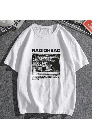 Pisa Art Radiohead Beyaz Unisex Oversize T-shirt Rsts2254 Beyaz