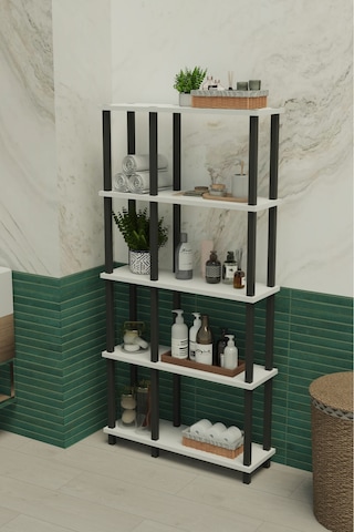 Terada 5 Katlı Banyo Düzenleyici Çok Raflı Banyo Organizeri Çok Amaçlı Banyo Düzenleyici - Beyaz Beyaz