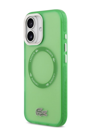 Apple Uyumlu iPhone 17 Kılıf Lacoste Lisanslı M-safe Özellikli İkonik Timsah Logolu Buzlu Kapak Yeşil Yeşil