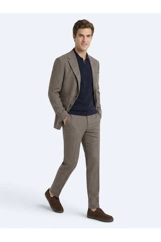 Kip Vizon Çizgili Modern Fit İpek Karışımlı Takım Elbise