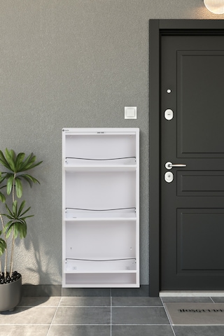 Arpelia Metal Ayakkabılık 3 Lü Kilitli Beyaz