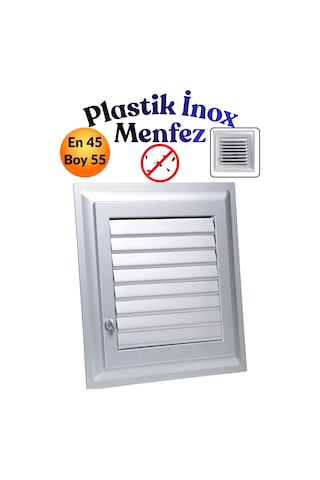 45 X 55 Cm Gri Plastik Menfez - Banyo, Wc Ve Tuvalet İçin Panjurlu Havalandırma Kapağı Izgarası Pencere 45x55 Panjur Sineklik Kapağı Izgarası Hava Kanalı Çıkışı Duvar Cam Kare Aspiratör Baca Teli