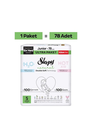 Sleepy Natural Double Soft Ultra Paket Külot Bez 5 Numara Junior 78 Adet