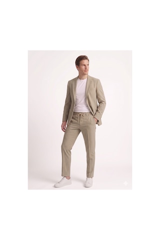 Modmen İtalyan Kesim Slimfit Erkek Takım Elbise Çizgili Bej