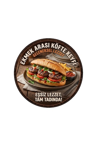 Mayeka Ekmek Arası Köfte Temalı Büfeler Cafeler Köfteciler İçin Ahşap Duvar Kapı Dekoratif Süs Tablo 10