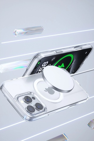 Joko Apple iPhone Uyumlu 15 Pro Gleam Pc Sert Magsafe Kılıf - Şeffaf-siyah Siyah - Şeffaf
