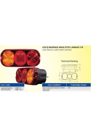 Çeray 838113 Jcb Is Makinasi Arka Stop Lambasi Yeni Model 451262137