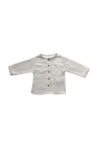Babysena Erkek Çocuk Yuvarlak Yaka Müslin Gömlek Pantolon Takım 1-6 Yaş Mavi