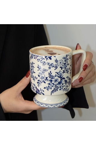 Aurora Mavi Ve Mavi Seramik Ultra Büyük Kapasiteli Kupa Seramik Kahve Fincanıhediye Fincanı İle Yüksek Degerli Kahvaltıfincanısu Bardağı Mavi - Beyaz