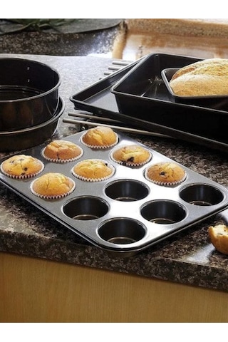12'li Muffin Cupcake Kalıbı Siyah