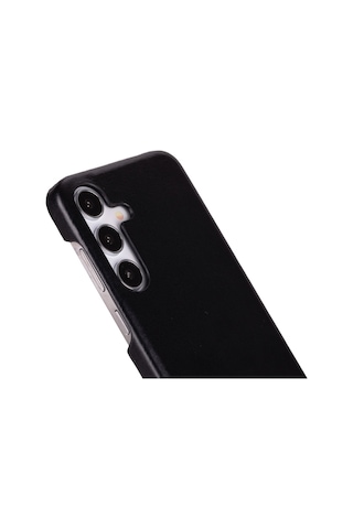 Samsung Galaxy S25 Plus Uyumlu, Hakiki Deri, El Yapımı Arka Kapak, Kömür Siyah Siyah