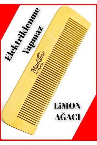 Dar Dişli Ahşap Tarak Limon Ağacı Elektriklenme Yapmaz 001