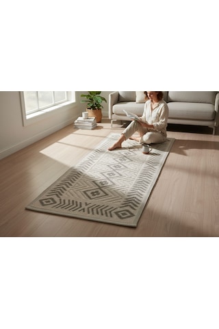 Yüksek Emici Pamuk Dokuma Banyo Halısı - Pamuklu Kaymaz Taban Kilim 40 X 60 Ebatlarında Bej - Açık Bej