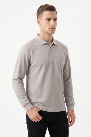Dynamo Erkek Mevsimlik Polo Yaka Cepli Sweatshirt Bgl-st05366 Taş