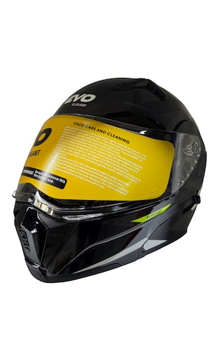 Kask Evo Marka Vizörlü Çeneden Açılır Metalik Siyah - Gri