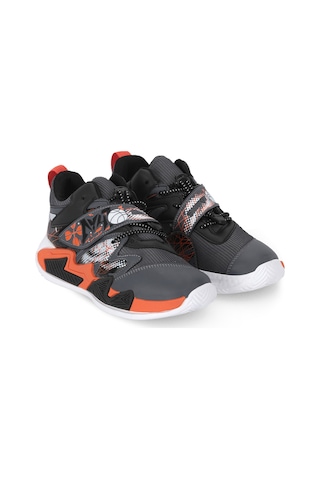 Slazenger Knıght I Unisex Çocuk Cırt Cırtlı Koyu Gri / Turuncu Günlük Spor Ayakkabısı
