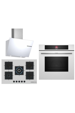 Bosch White Deluxe HBG7341W1 3D Fry - PNQ7B2P31O 75 CM Wok Bek - DWK66PJ20T 3 Lü Ankastre Set 619