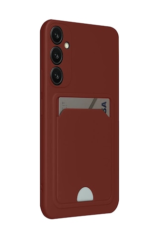 Storeşahin Samsung Uyumlu Galaxy S24 Fe Kılıf Kelvin Kartvizitli Silikon - Bordo Shn0720