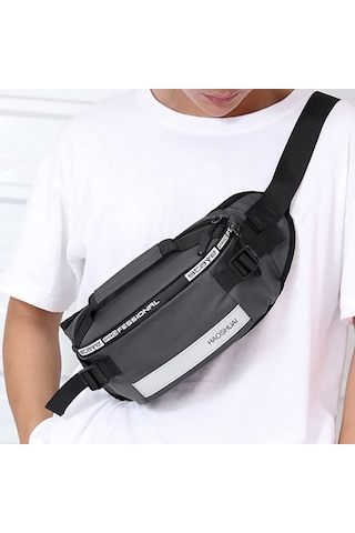 Moveevo Gri Nylon Spor Bel Çantası - Reflektör Çubuklu, Su Geçirmez, Dayanıklı - Geniş Hacimli, Ayarlanabilir Kemer - Koşu, Bisiklet, Doğa Yürüyüşü İçin Gri