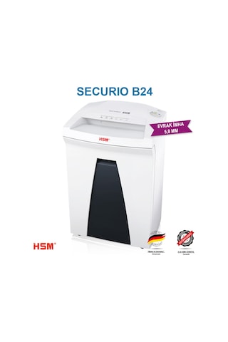 HSM SECURIO B24 - 5,8mm Evrak İmha Makinesi / Kağıt Kırpma Makinesi - CD İmha Makinesi - 35lt