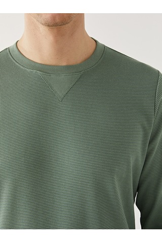 Lcwaıkıkı Classic Yeşil Bisiklet Yaka Uzun Kollu Erkek Sweatshirt