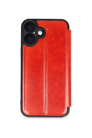 Mey İthalat Apple Uyumlu iPhone 16 Plus Kılıf Flip Cover - Kırmızı