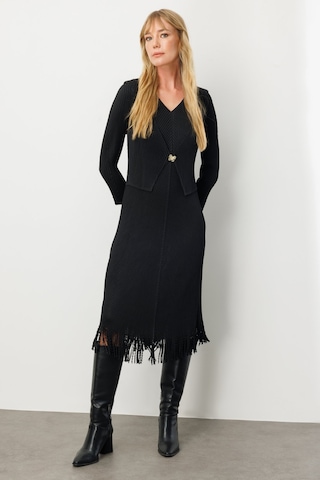 Ekol Kadın Kelebek Broşlu Püsküllü Elbise 4919 Siyah Siyah