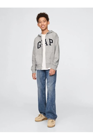 Gap Gri Erkek Çocuk Logo Relaxed Fermuarlı Sweatshirt