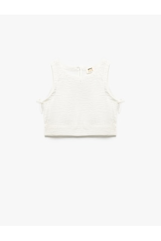 Koton Bisiklet Yaka Dokulu Kolsuz Crop Bluz Beyaz 5skg60140aw Beyaz
