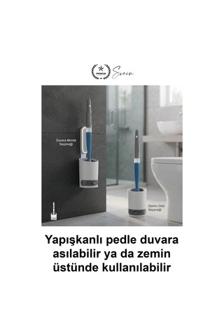 Tuvaletfırçası Deterjan Hazneli Silikon Tuvalet Fırçası Duvara Monte Askılı Yapışkanlı Havalandırma Çok Renkli